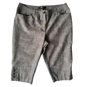 89th & Madison Gray Bermuda Dress Shorts 16 Petite Button Hem